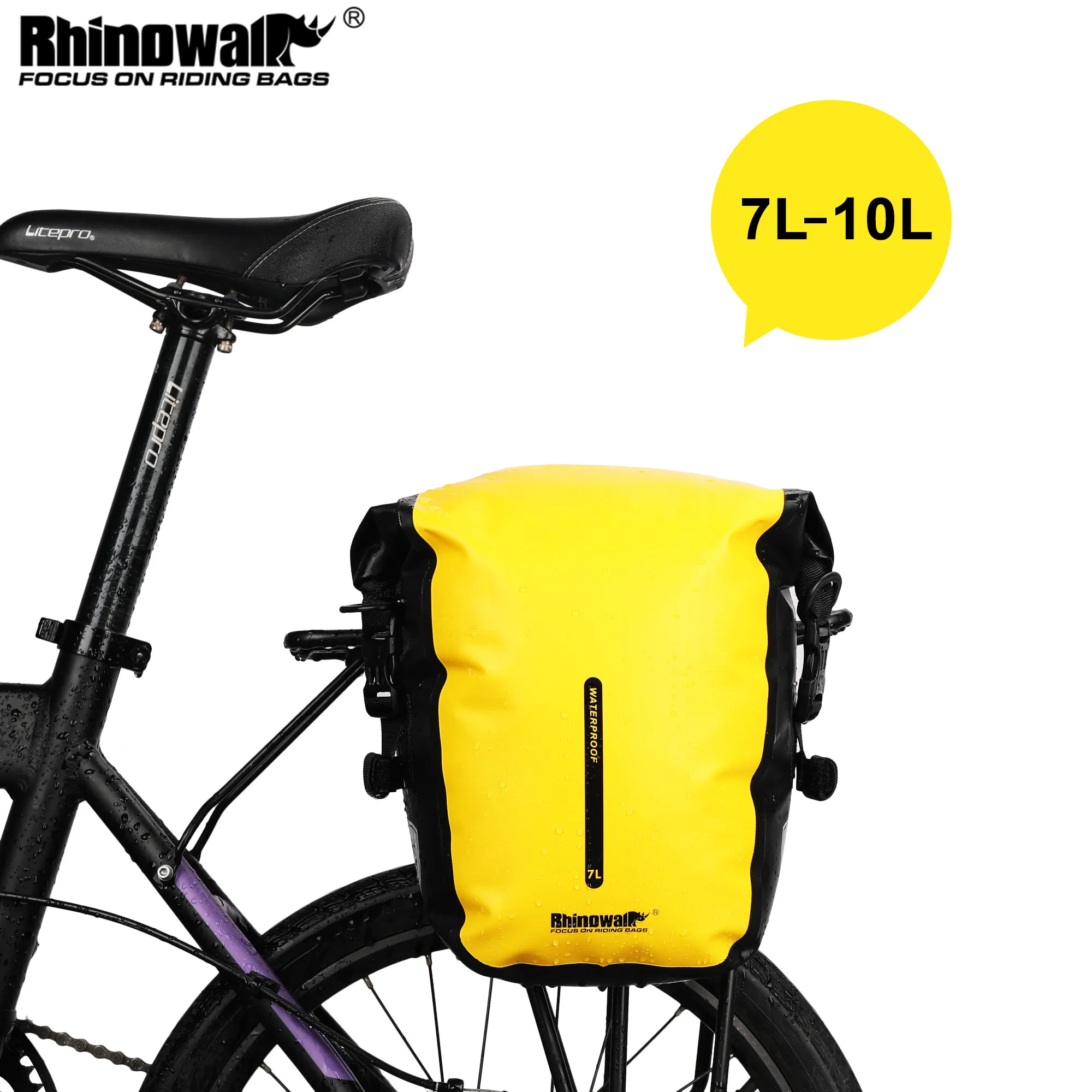 Sac De Fourche De Vélo Étanche Rhinowalk 6L - Fixation Rapide, Bandonlière Incluse - Pour VTT, Scooter, Orange