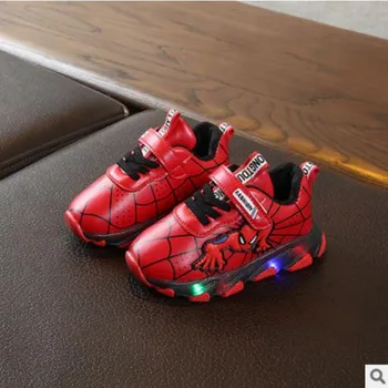 

Led luminous Spiderman Kids Shoes for boys girls Light Children Luminous baby Sneakers mesh sport Boy Girl Led Light Shoes
