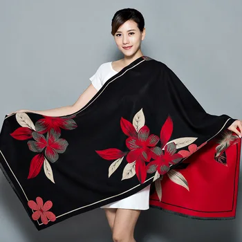 

Plus Size New Winter Warm Scarf For Women/Lady Soft Cashmere Pashmina Shawls Print Flower Two Side Cashmere Female Wraps Capes