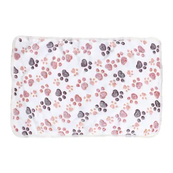 

Paw Prints Pet Cat Blanket Comfortable Soft Cushion Seat Pad for Pet Sleeping Playing Resting 40x60cm (White)