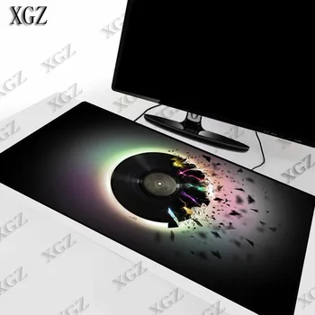 

XGZ Round Vinyl Record Music Large Gaming Mouse Pad Rubber PC Computer Gamer Mousepad Desk Mat Locking Edge for CS GO LOL Dota
