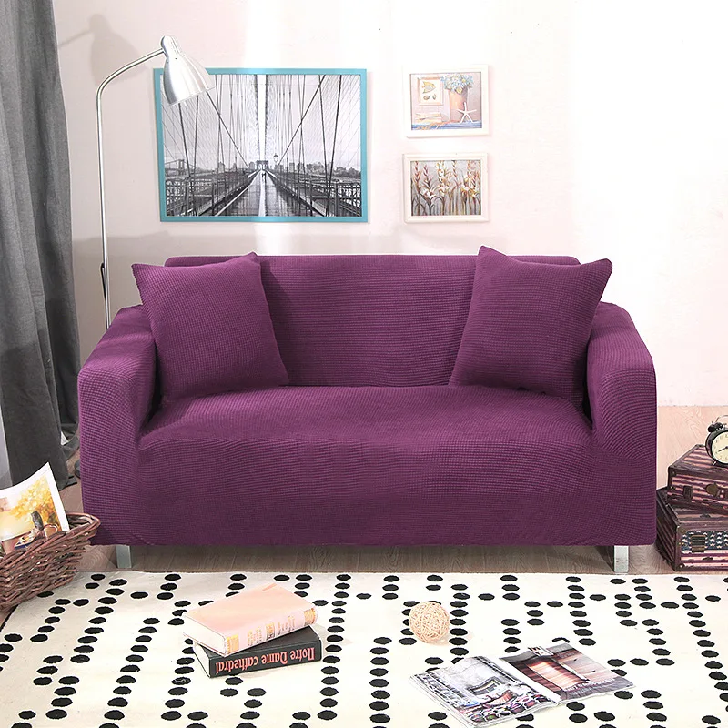 purple Сплошной цвет, чехол для дивана, универсальный, все включено, полный Чехол, диван, стрейч, двойное сиденье, диван, одно сиденье, 3, 4 сиденья, подушка, защита от пыли - Цвет: purple