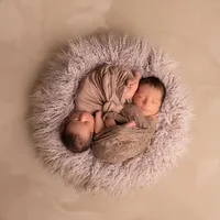 Don&Judy Long Pile Newborn Baby Infant Photo Shooting Blanket Mat Faux Fur Rug Photography Background Basket Layer For Studio