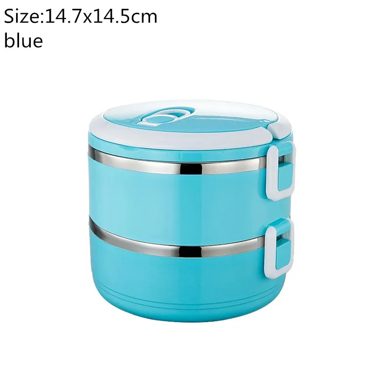 2 layers blue Изолированный Ланч-бокс для детей школы кемпинга 304 из нержавеющей стали контейнер для еды пластиковая коробка для бенто тепловой Ланчбокс - Цвет: 2 layers blue