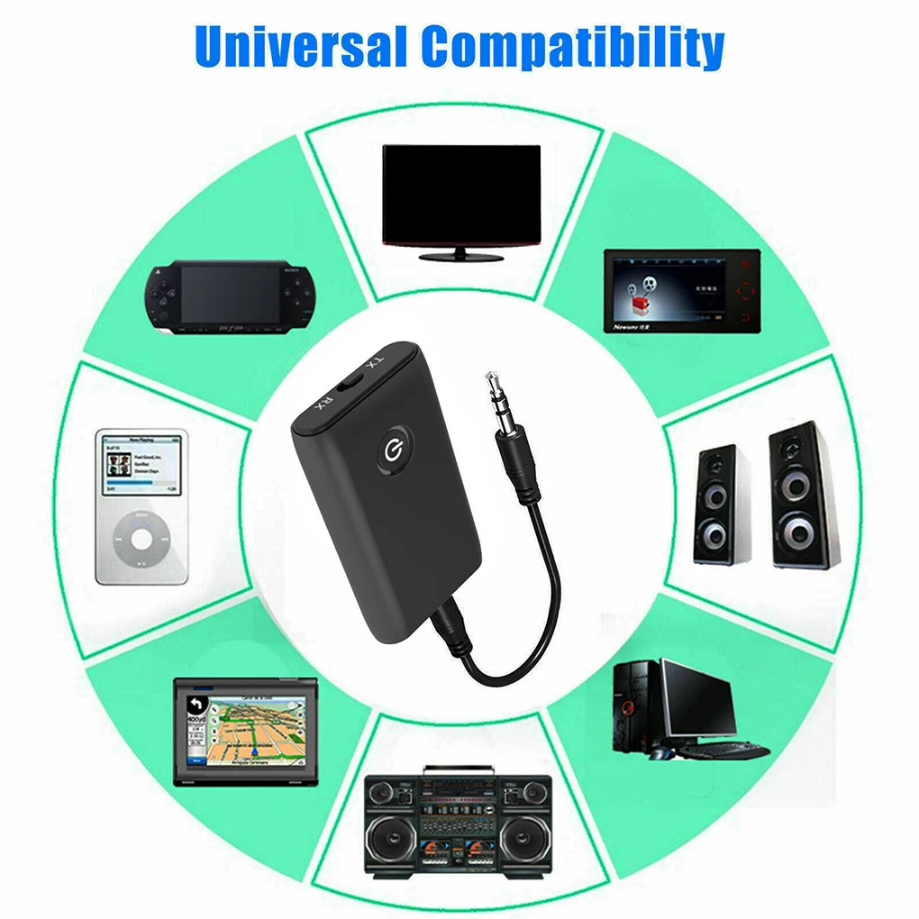 2 in 1 Bluetooth 5.0 Transmitter Receiver TV PC Car Speaker 3.5mm AUX Hifi Music Audio Adapter/Headphones Car/Home Stereo Device
