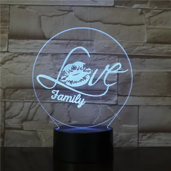 

3D Lamp Love Family Logo for Christmas Decoration Dropship 2019 Hot Selling 7 Color with Remote Atmosphere Led Night Light Lamp