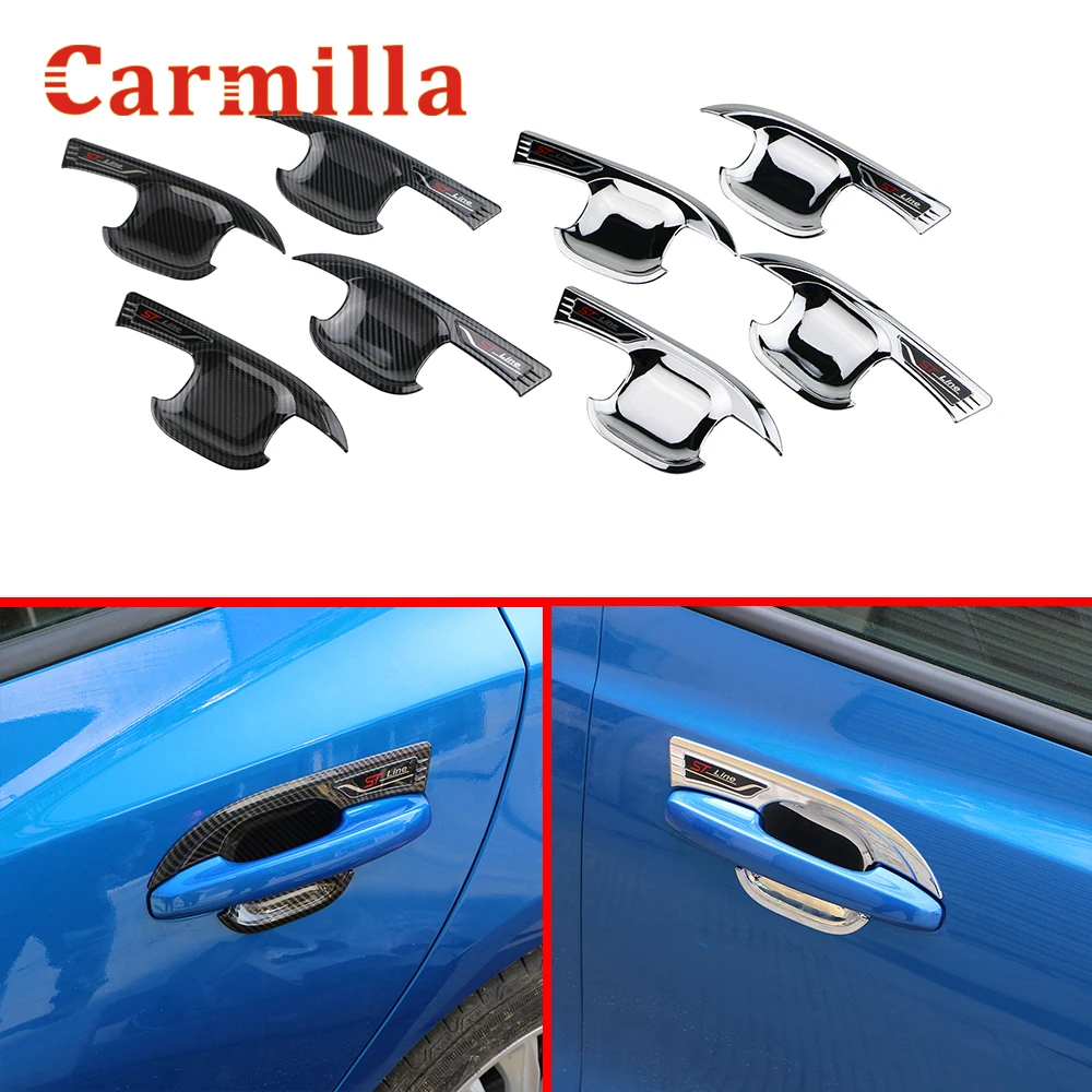 

4Pcs/set Car Outside Door Handle Bowl Cover Trim for Ford Focus 2019 2020 Silver Chrome/ Carbon Fiber Accessories