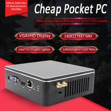 Eglobal mais barato bolso mini computador, intel core i3 i5 i7 cpu ddr3l ram silencioso mini pc vga hdmi rj45 lan 6 * usb htpc