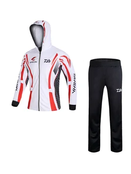 

2020 New Summer Fishing Clothing Hooded Men Jacket Waterproof Quick-drying Coat Zipper Hiking Fishing Clothes + Trousers