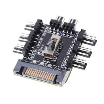 

PC 12V SATA 1 to 8 3pin Power Socket PCB Adapter SATA 1 to 8 Way Cooling Fan Splitter Hub Cooler Cooling Fan Hub Computer