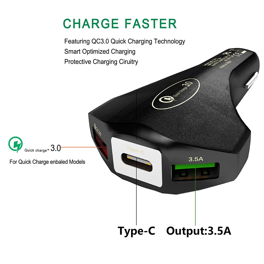 Car Charger For Mobile Phone Dual Usb Quick Charge 3.0 Fast Charging Adapter Mini |