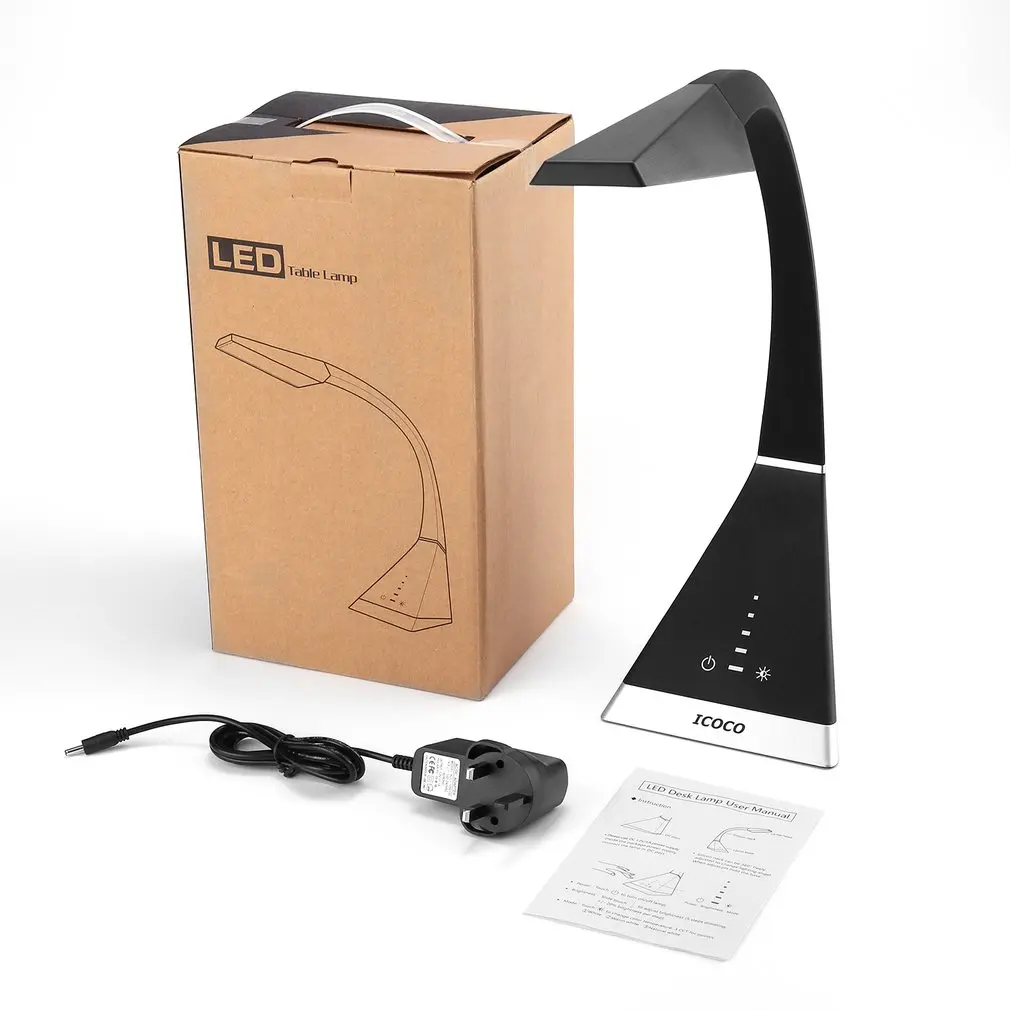 

ICOCO Portable Safety Brightness Adjustable Energy Saving 3 Color Mode Anti-glare Soft Silicon Tube Touch LED Table Lamp