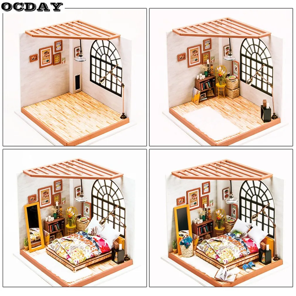 3D DIY деревянные головоломки игрушки Kawaii миниатюрный кукольный домик Строительная модель игрушка ручной работы кукольный дом развивающие Пазлы игрушка для ребенка подарок