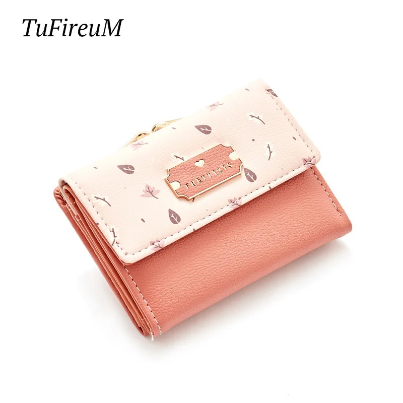 

Hot Short Female Wallet New Flower Wild Simple Design Forever Young Girl Solid Color Wallet Women Card Holder