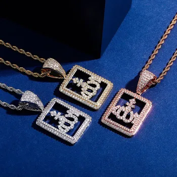 

Hip Hop Claw Setting AAA+ CZ Stone Bling Iced Out Arabic Allah Square Pendants Necklaces for Men Women Rapper Jewelry