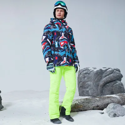 Лыжный костюм, мужские зимние утолщенные куртки, ветрозащитные водонепроницаемые зимние куртки и штаны, лыжный костюм для катания на лыжах и сноуборде - Цвет: color 9