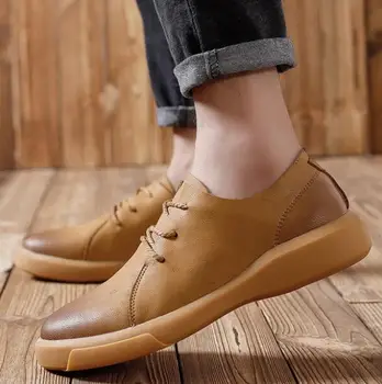 

New men's leather solid color comfortable casual shoes non-slip wear-resistant sneaker design high-end men's leather shoes