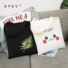 Модная многоразовая сумка для покупок с мультипликационным принтом, женские холщовые сумки-тоут, эко-сумка с принтом, Мультяшные сумки через плечо