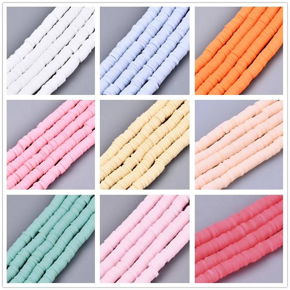 

10 Strand Flat Round Handmade Polymer Clay Beads 6mm 8mm For Bracelet Necklace jewelry making DIY Crafts about 290~320pcs/strand