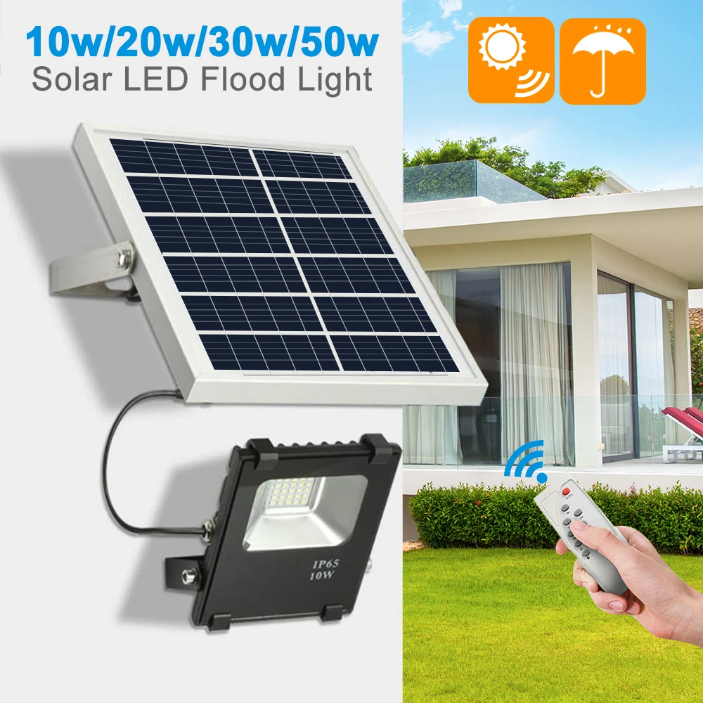 

Solar Powered LED Flood Light Reflector IR Remote Controlled Solar Wall Lamp Outdoor Waterproof IP65 Garden Street Lamps