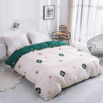 

Dark Green Clover Print Home Bedding 4pcs Duvet Cover Sets Bed Sheet Pillow Cases Queen King Size 220x240cm
