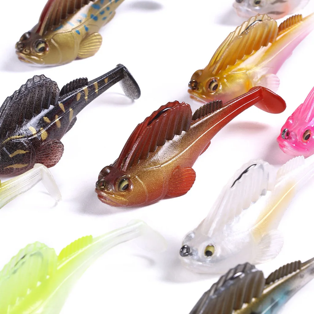 14g 7cm Soft Lead Fishing Lures Sinking Swimbaits Lifelike 3D Eyes T Tail Casting Lures Fishing Tackles