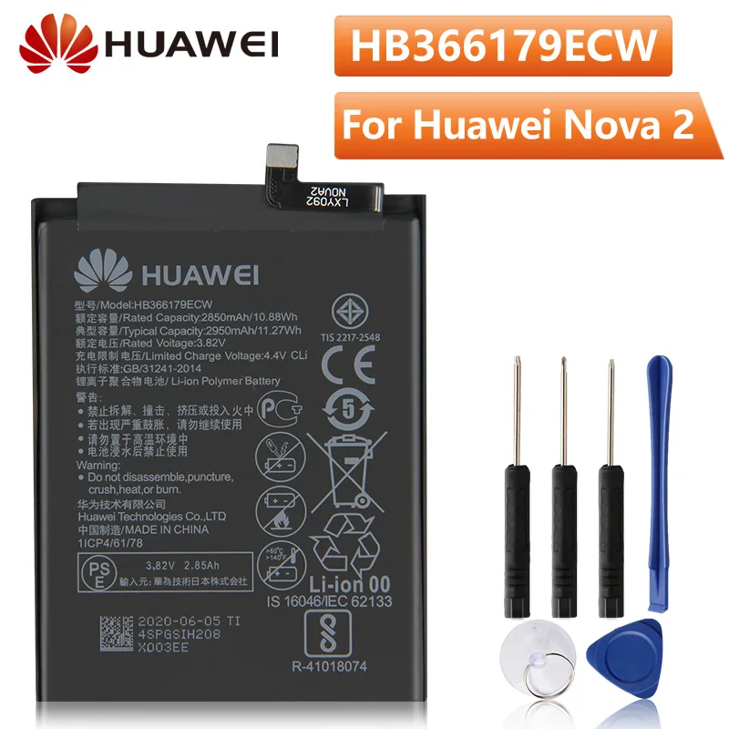 Оригинальная запасная батарея для телефона Huawei Nova2 Nova 2 CAZ TL00 HB366179ECW оригинальная