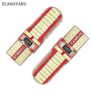 

ECAHAYAKU 2 Pcs White Red Blue Canbus Error Free T10 4014 24SMD LED Wedge Bulb Corner Light Decorative Lamp License Plate Lights