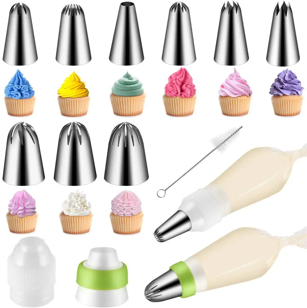 4PCS Bakery Kitchen Accessories Stainless Steel Cupcake Icing Piping Nozzles Cream Nozzle Cake Decorating Tool Baking Mold F0 F02 9FT R22L 