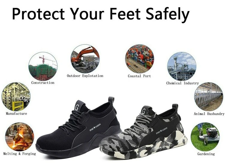 Зимняя защитная Рабочая обувь; мужские кроссовки со стальным носком; камуфляжная неубиваемая обувь; легкие дышащие рабочие ботинки