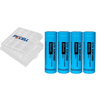 

4Pcs*PKCELL 14500 Rechargeable Battery 3.7V 800mAh AA ICR14500 Lithium Li-ion Batteries For Headlight LED Torch+1pcs Battery Box