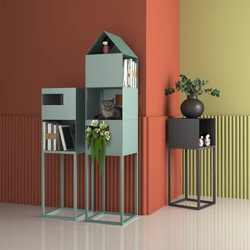 

Flexible overlay Nordic Iron bookshelf corner floor shelf storage space-saving corner movable wall solid combination