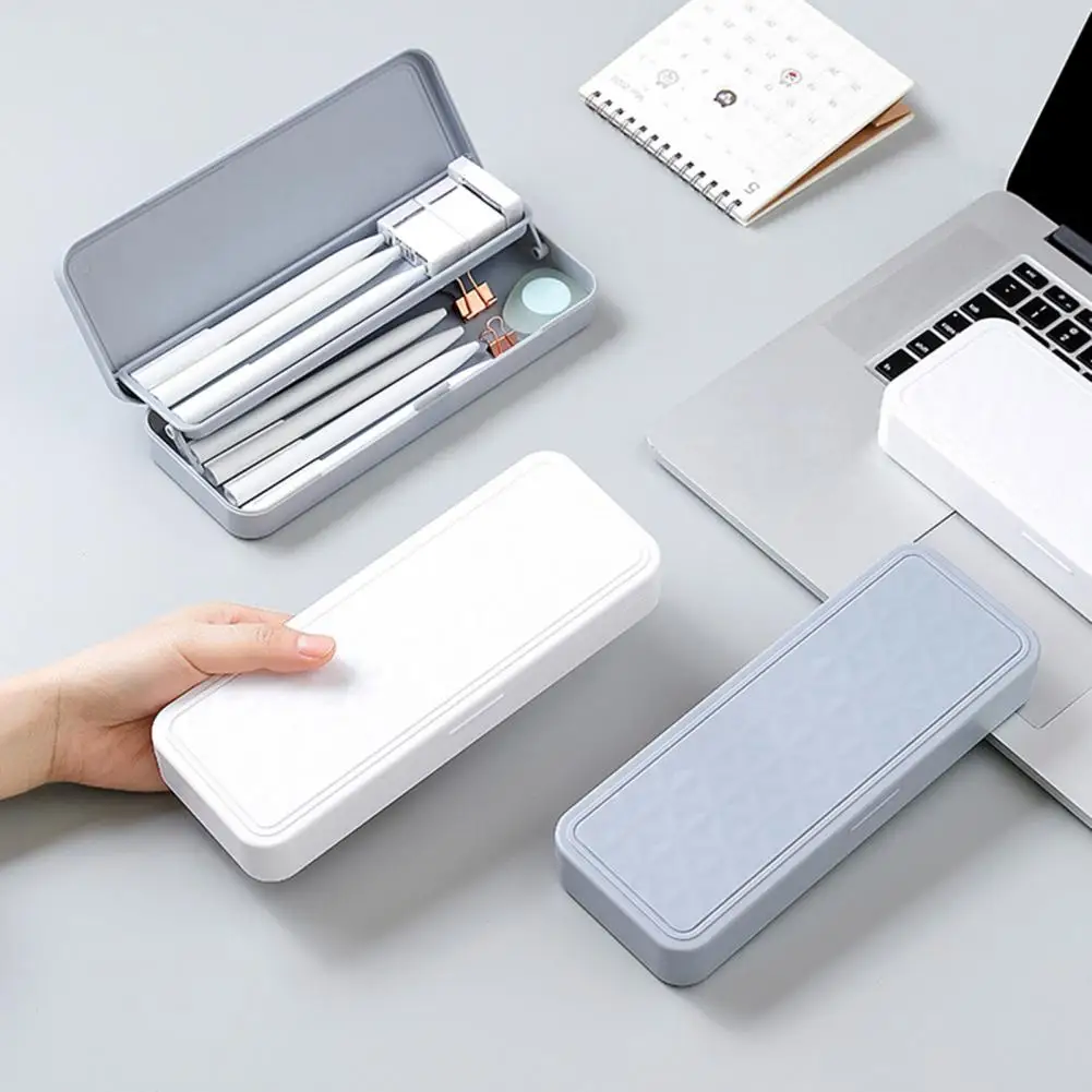 Portable Stationery Case Double-layer Pencil Case Plastic Pencil Box Pencilcase Student Stationery Organizer Pen Box