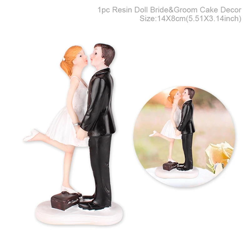 Wedding Cake Topper4 Многоразовые романтические Жених Невеста жених Смола статуэтка Свадебные топперы на свадебный торт Свадебные украшения Свадебные аксессуары - Цвет: Wedding Cake Topper4