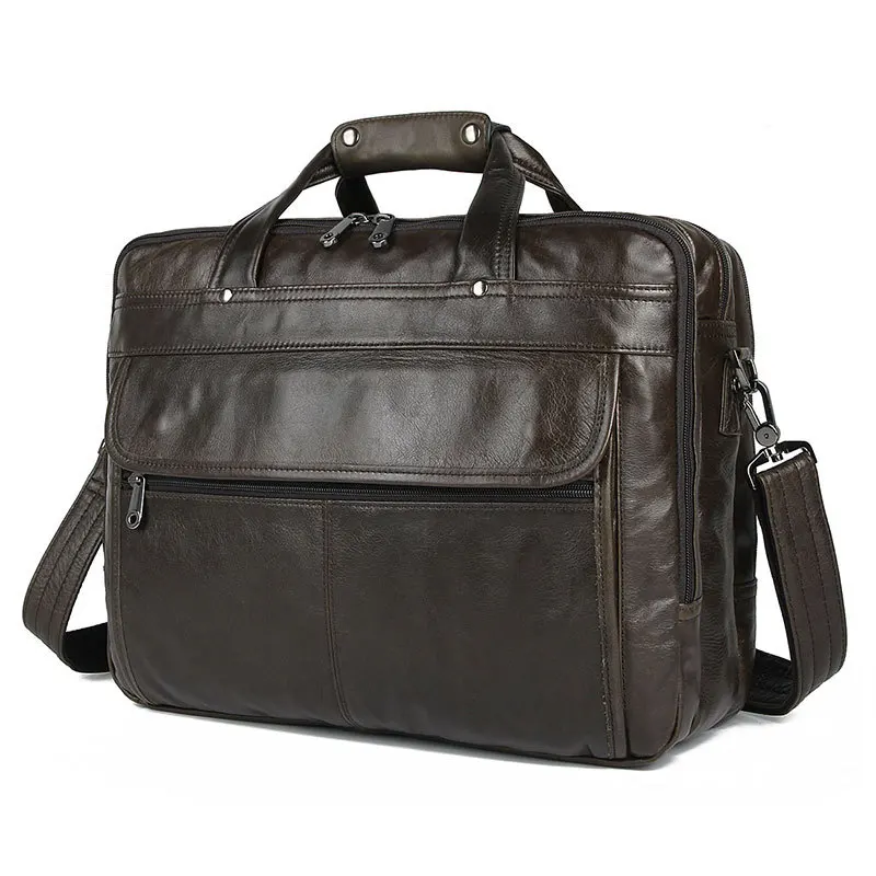 Luufan Grey Coffee Mens Genuine Leather Briefcase Shoulder Bag Double Zipper Men Busienss Laptop 14 15 16 Inch Computer | Багаж и сумки