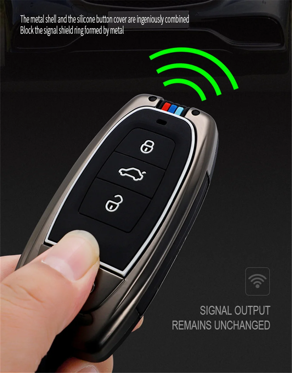 Cover per chiave/telecomando per Audi A1 A3 A4 A5 A6 A7 A8 Quattro Q3 Q5 Q7 2009-2015 proteggi Set accessori portachiavi - H08d29c967bc246d5b2bfd0d34052d298v