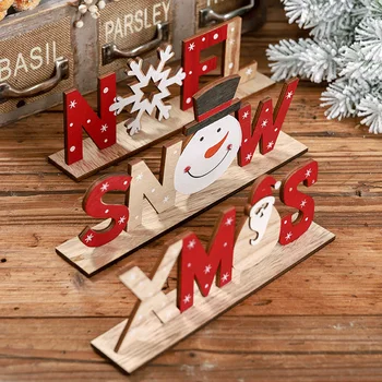 

Beautiful Christmas Decoration Xmas New Year Wooden Fashion Desktop Decoration Snowman Gift Printing Dinner Party Goods Elk