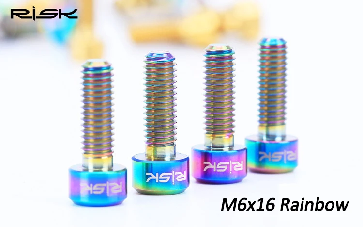 16mm-Rainbow Риска 4 шт. M6* 16/18 мм Титан Ti сплава дисковые велосипедные тормозные болты суппорта зажим MTB горный велосипед тормозной винты M6x16mm M6x18mm - Цвет: 16mm-Rainbow