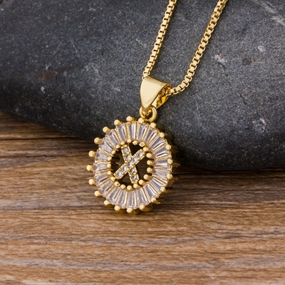 Sale Women Girls Initial Letter Necklace 26 Letters Charm Gold Name Necklace Pendant Top Quality Copper Zircon Jewelry Gift
