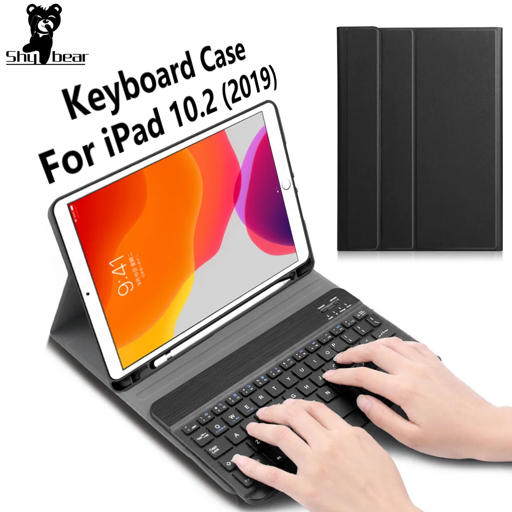 Чехол из искусственной кожи с клавиатурой для iPad 10 2 2019 Apple 7 го поколения чехол