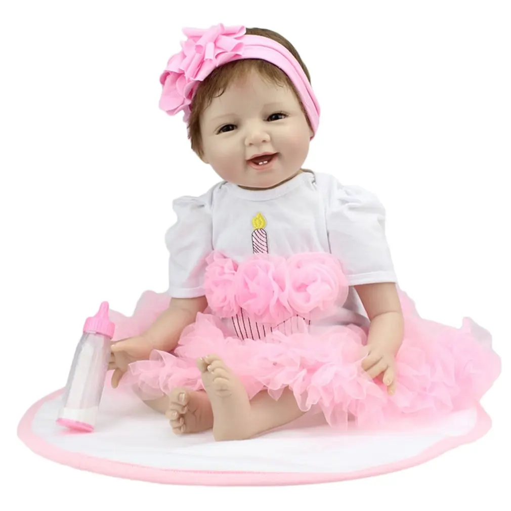 OCDA Cute Soft Silicone Reborn Sleeping Baby Doll Lifelike Newborn Doll Handmade Realistic BeBe Reborn Dolls 55cm 57cm Gifts