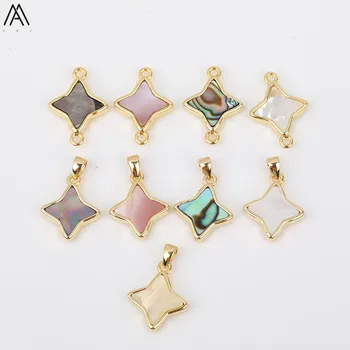 

5pcs/Lot Natural Black White Gold Pink Abalone Shell Star Beads Charms Pendant Necklace For Jewelry DIY Findings Making HS-46AMH
