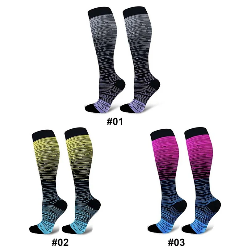 Эластичные Компрессионные носки унисекс для поддержки ног; гольфы/длинные градиентные носки; спортивные гольфы для улицы; 3 цвета; 2 размера