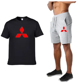 

Mens Short sleeve Mitsubishi Car Logo Summer Mens t Shirt Harajuku T-Shirt high quality Cotton T Shirts pants suit Sportswear