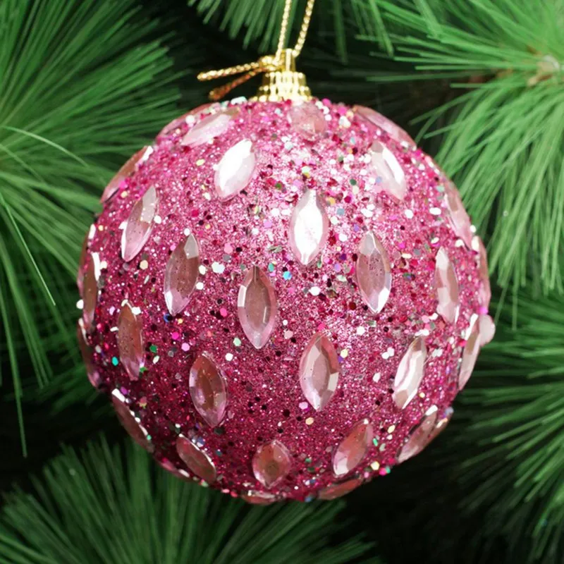 Christmas Rhinestone Glitter Baubles Gold Silver Balls Xmas Tree Ornament Decoration 8CM Christmas Decorations For Home Decor