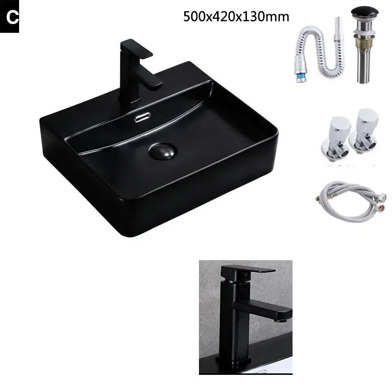 Черная Куба Para Salle Bain De Mano Waschtisch Da Appoggio Umywalka Nablatowa Banyo Pia Banheiro раковина для ванной Lavabo умывальник - Цвет: Version E