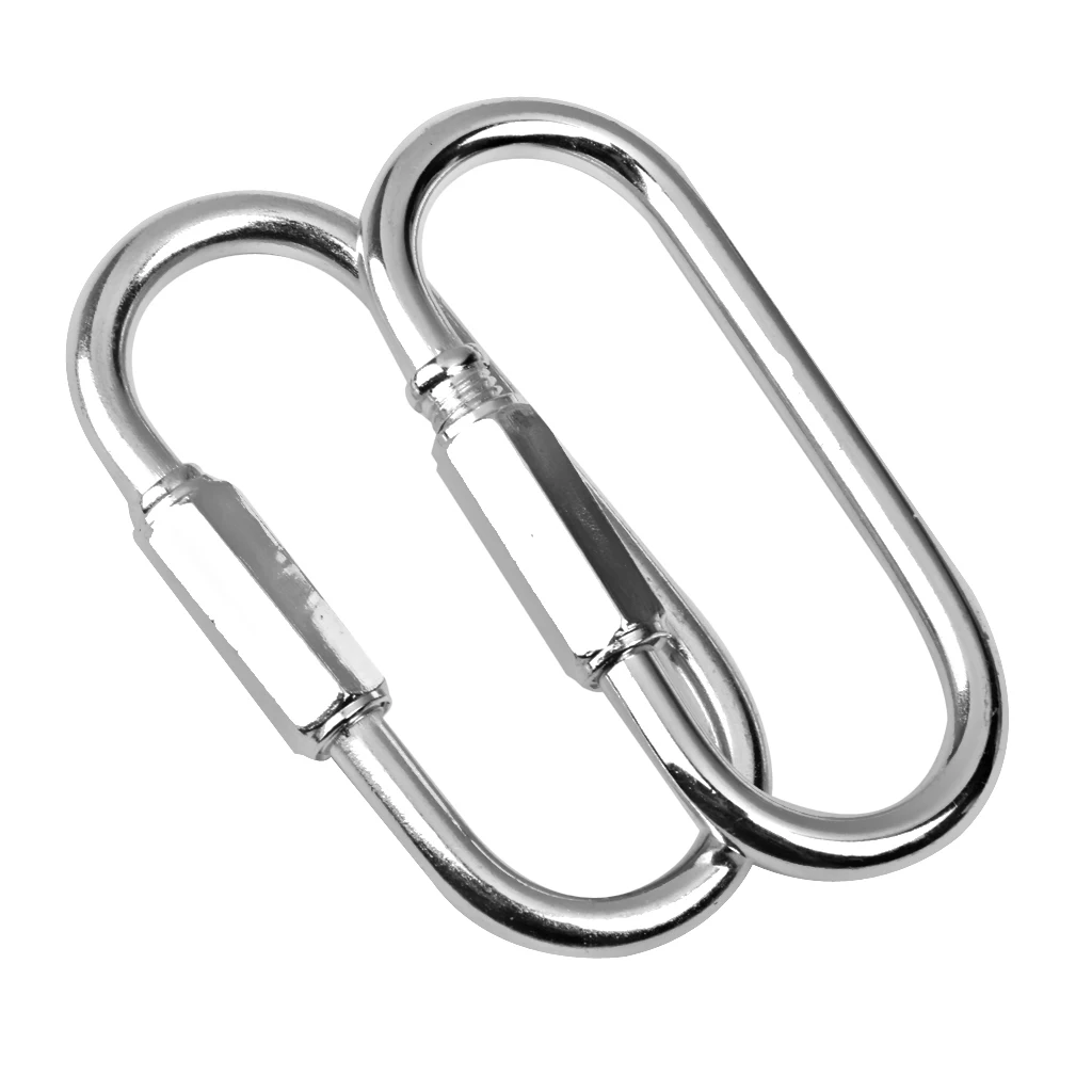 2 Pieces Durable Silver Iron Carabiner Pendant Carrier 400KG For Swing, Play Set, Chain Or Rope - 8 X 3.8cm