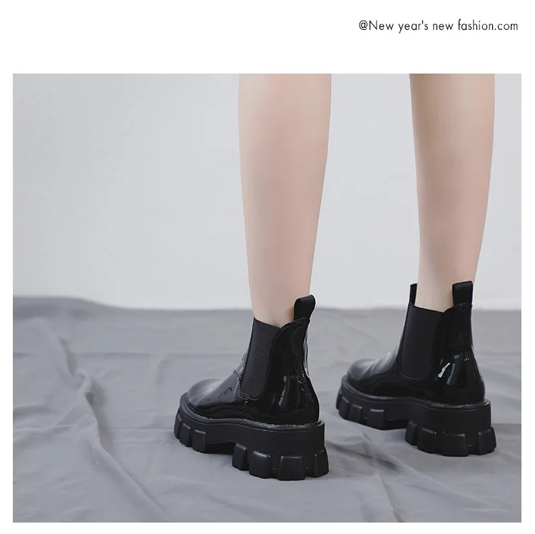 Британский стиль; botas mujer; модные женские ботинки; Ботинки Челси на платформе; обувь в байкерском стиле; женские тонкие ботинки; zapatos mujer; sy942
