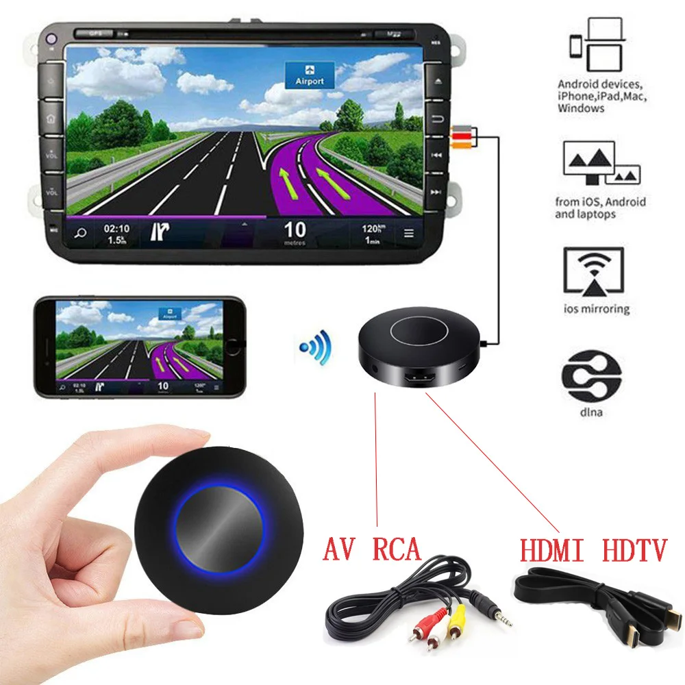 Для автомобиля Airplay Miracast Mira экран Wifi беспроводной дисплей Dongle аналоговый AV RCA HDMI