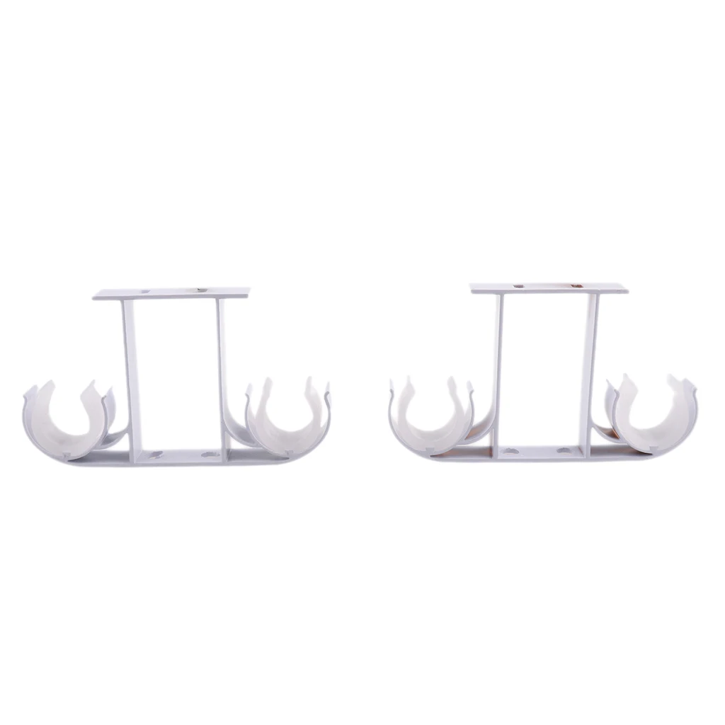 2x Aluminium Alloy Drapery Double Rod Support Bracket Curtain Pole Holder Wall Mounted Brackets